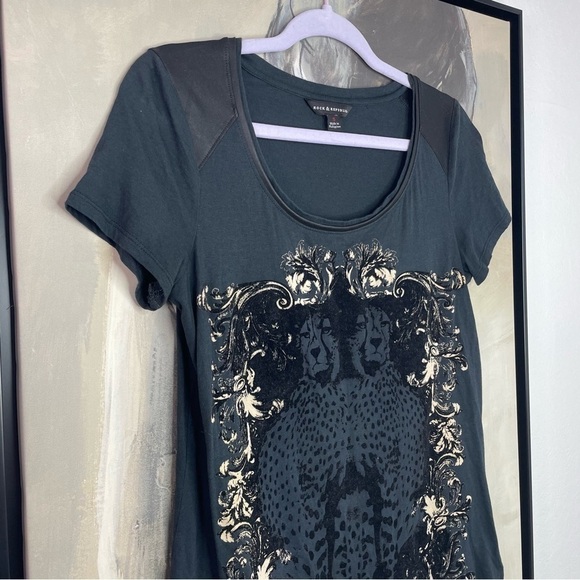 Rock & Republic Flocked Velvet Cheetah Tshirt - Picture 2 of 5